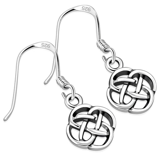 Plain Silver Celtic Knot Dangle Earrings