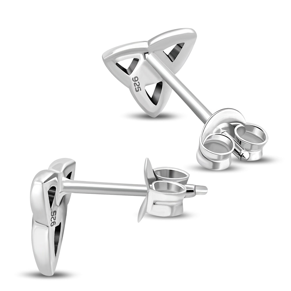 Plain Silver Trinity Knot Stud Earrings