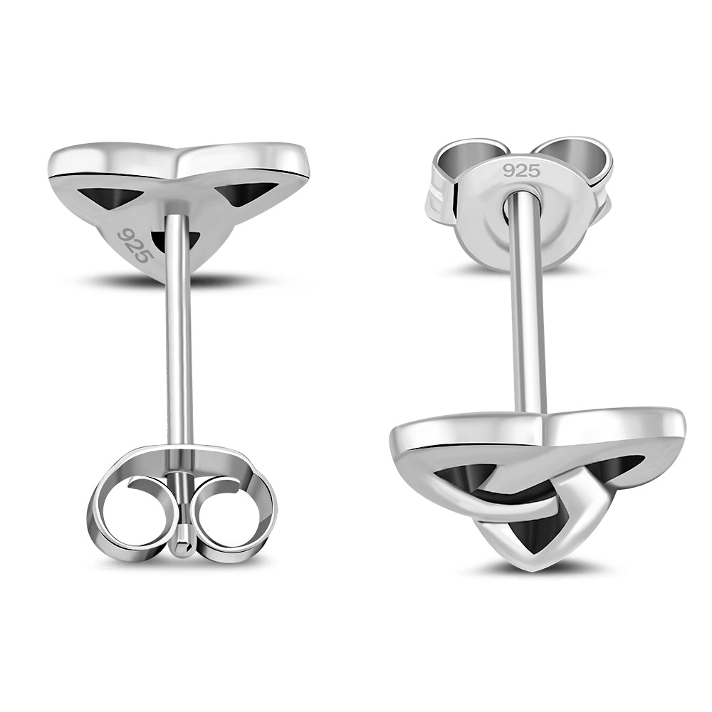 Plain Silver Trinity Knot Stud Earrings