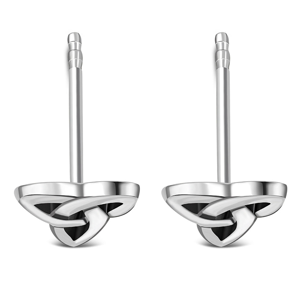 Plain Silver Trinity Knot Stud Earrings