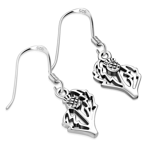 Tiny Plain Sterling Silver Thistle Earrings