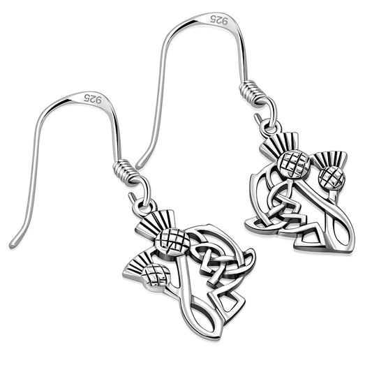 Scottish Thistle Plain Silver Earrings