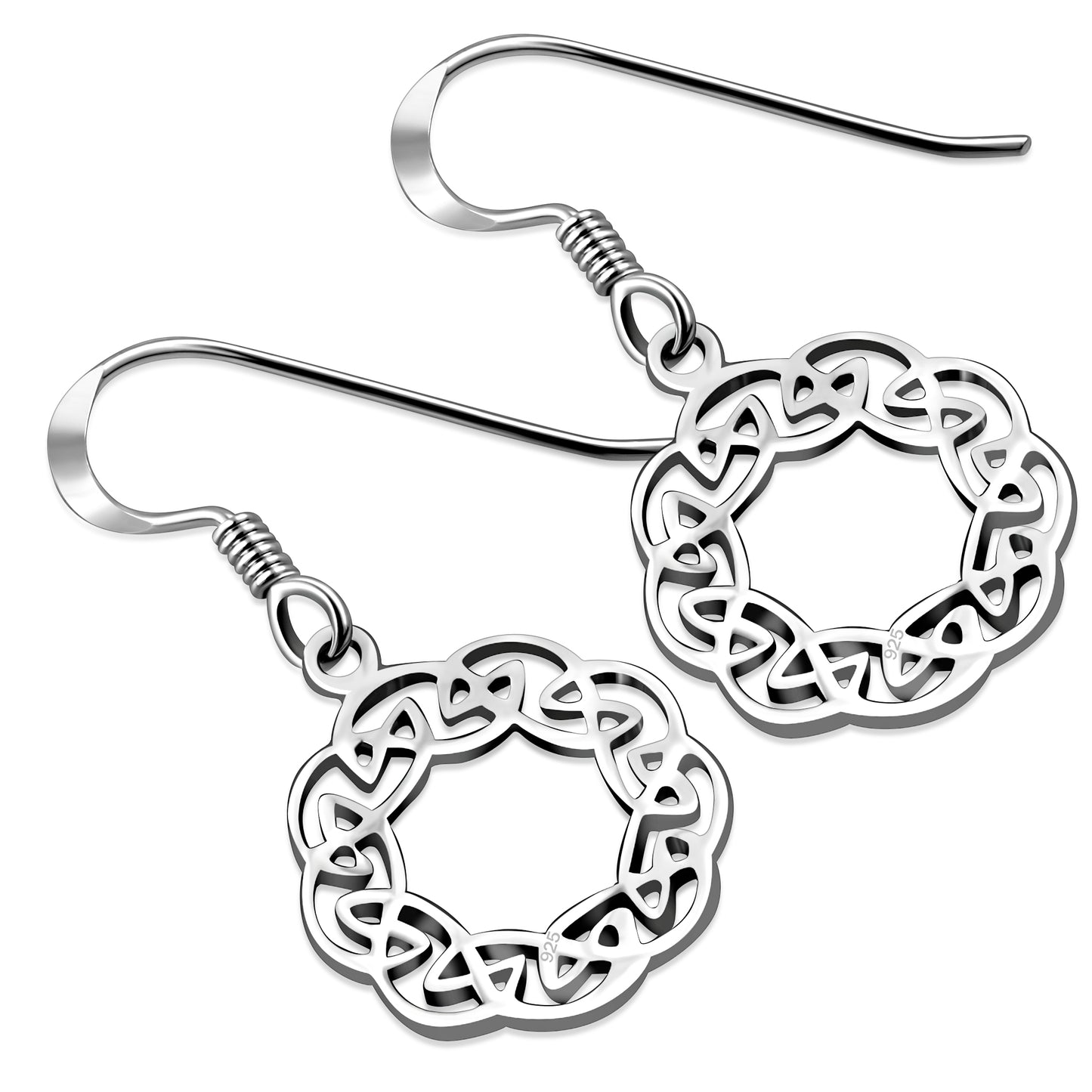 Round Plain Silver Celtic Knot Earrings