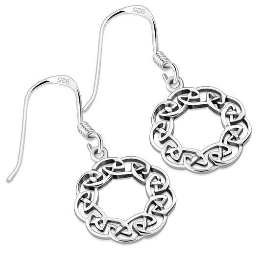Round Plain Silver Celtic Knot Earrings