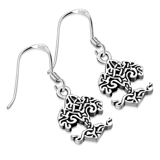 Tiny Celtic Knot tree of Life Silver Earrings