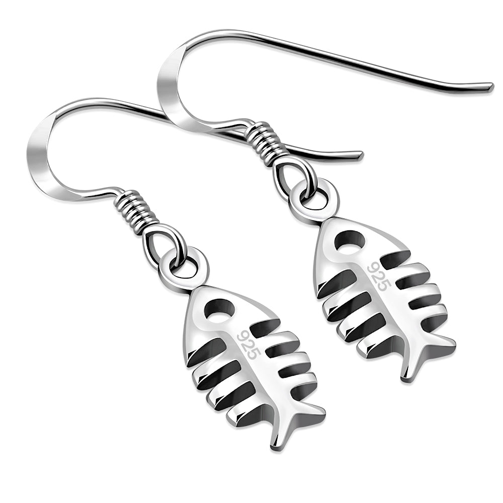 Fish Bone Silver Earrings