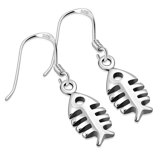 Fish Bone Silver Earrings