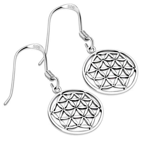 Small Flower of Life Silver Earrings
