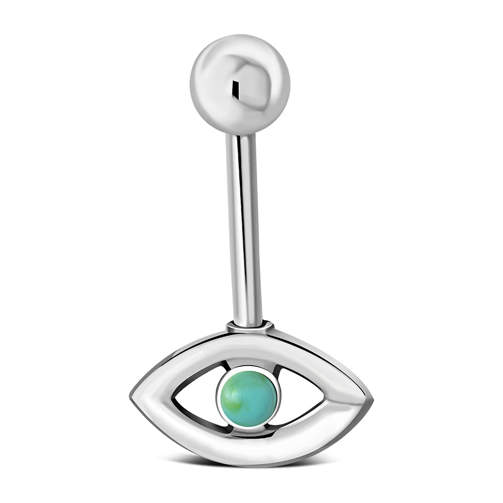 Evil Eye Belly Button Silver Navel Ring