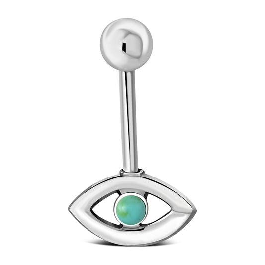Evil Eye Belly Button Silver Navel Ring