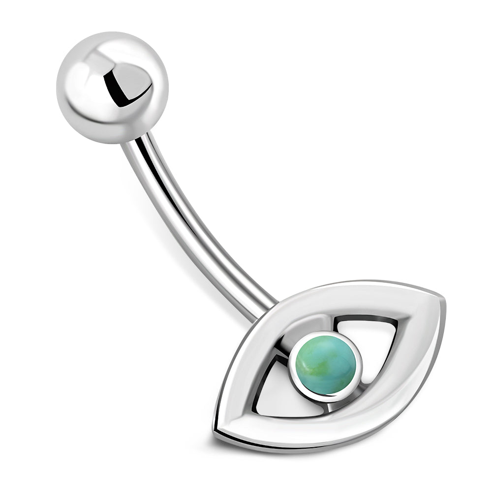 Evil Eye Belly Button Silver Navel Ring
