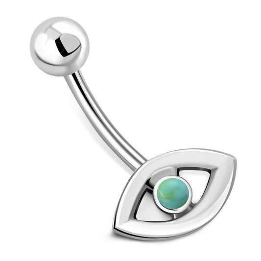 Evil Eye Belly Button Silver Navel Ring