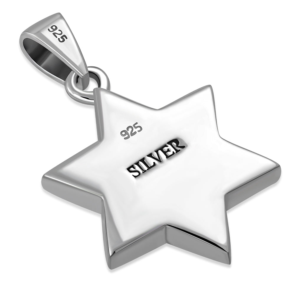 Mother of Pearl Star of David Silver Pendant