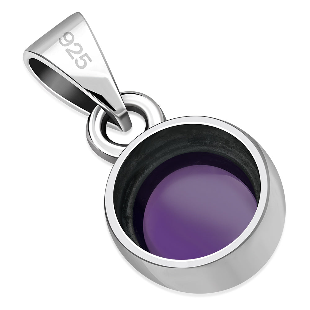 Amethyst Stone Round Silver Pendant