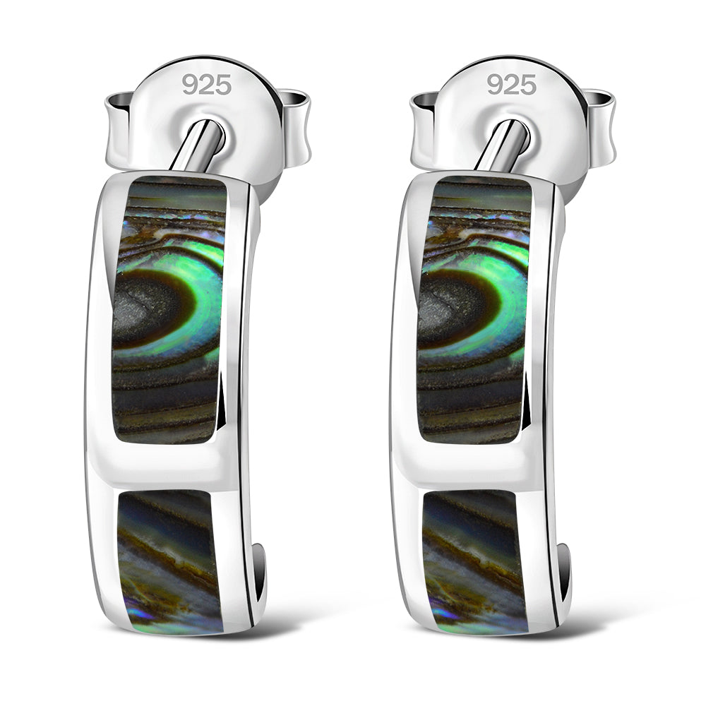 Abalone Shell Stud Silver Earrings