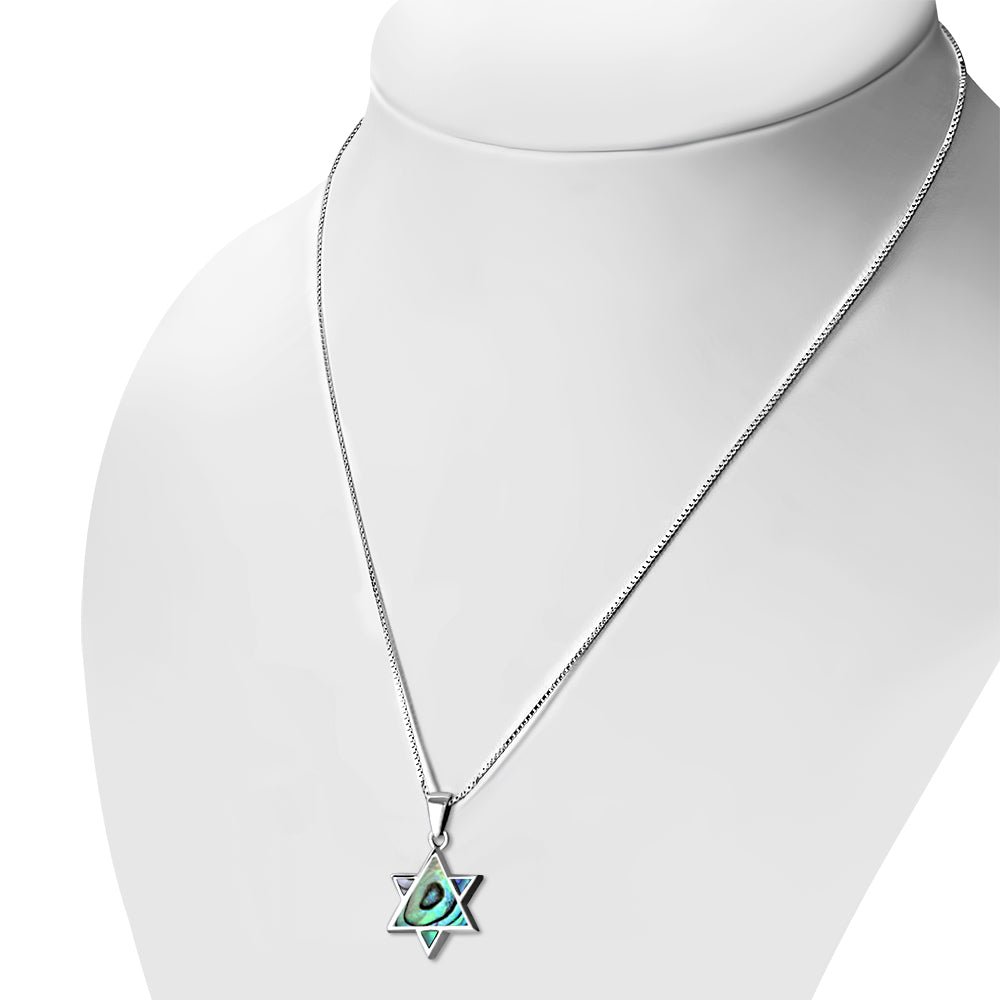 Abalone Shell Star of David Silver Pendant