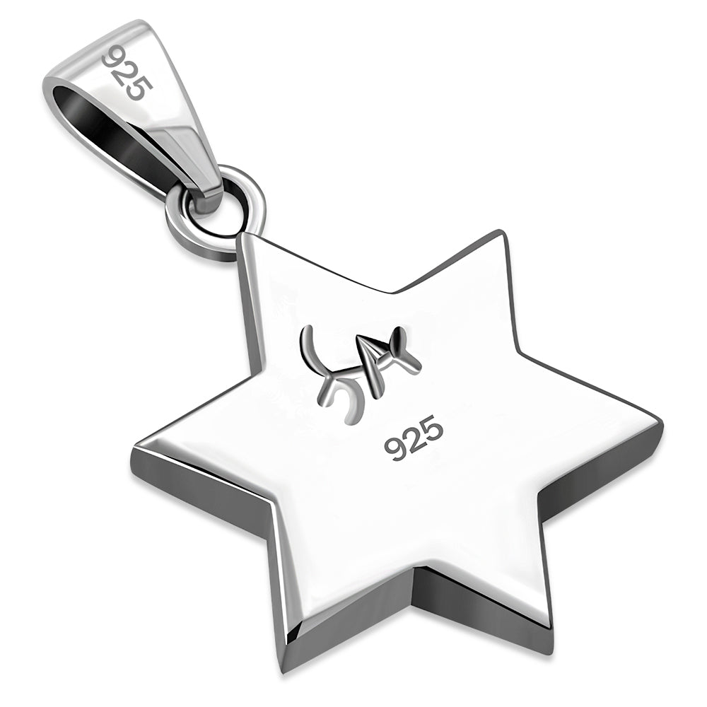 Abalone Shell Star of David Silver Pendant