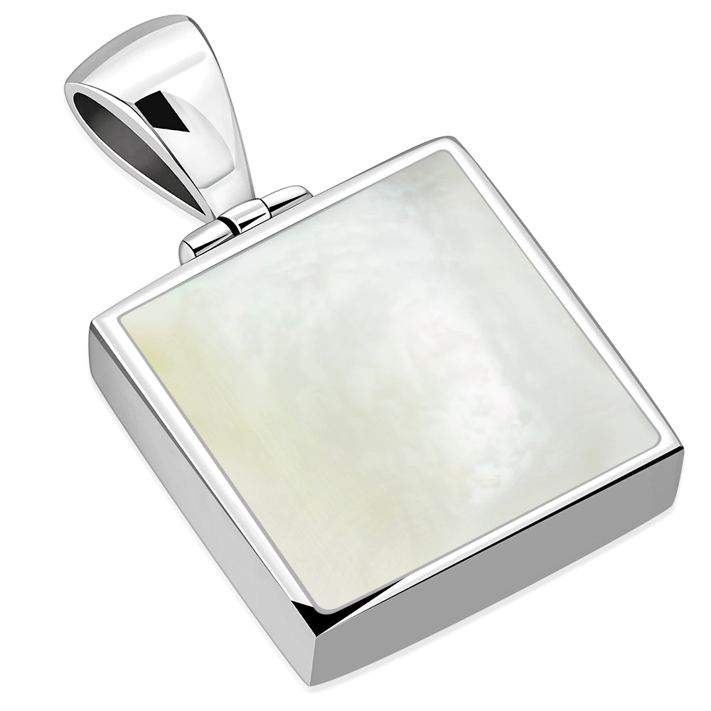 Mother of Pearl Square Sterling Silver Pendant