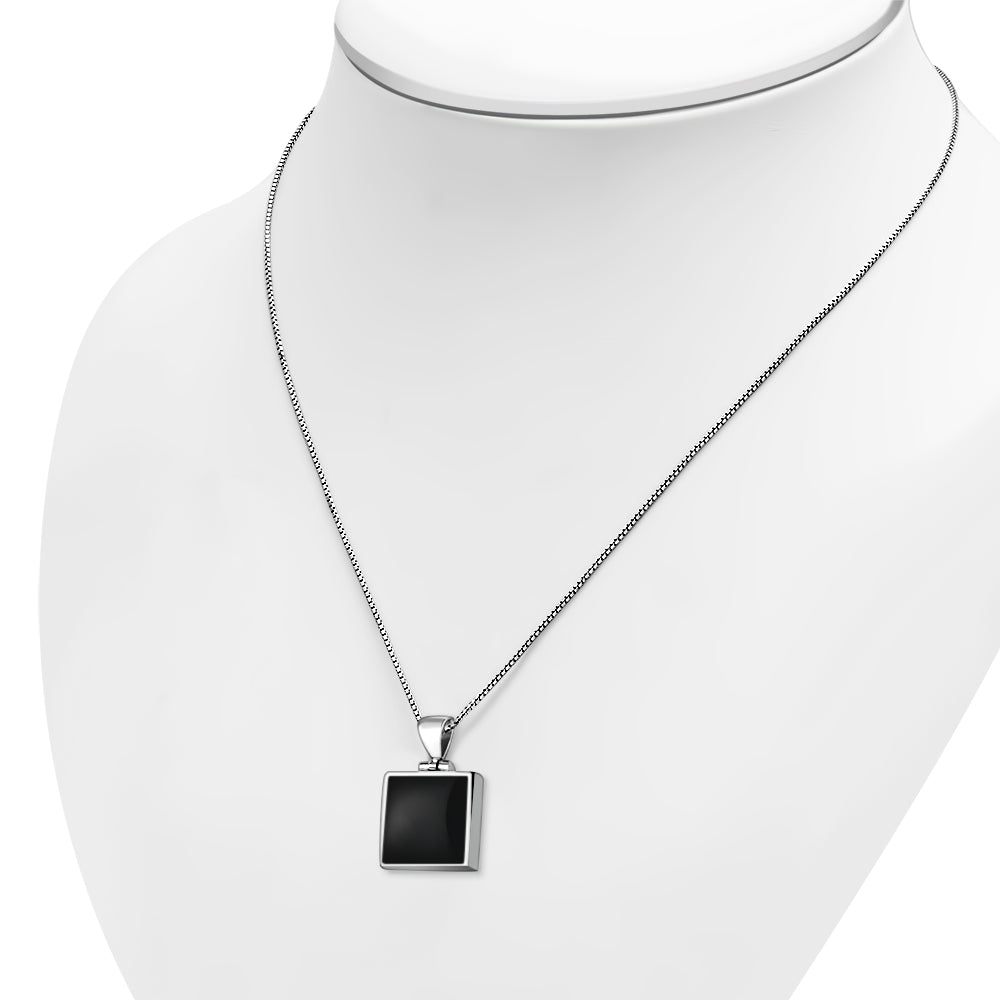Black Onyx Square Sterling Silver Pendant