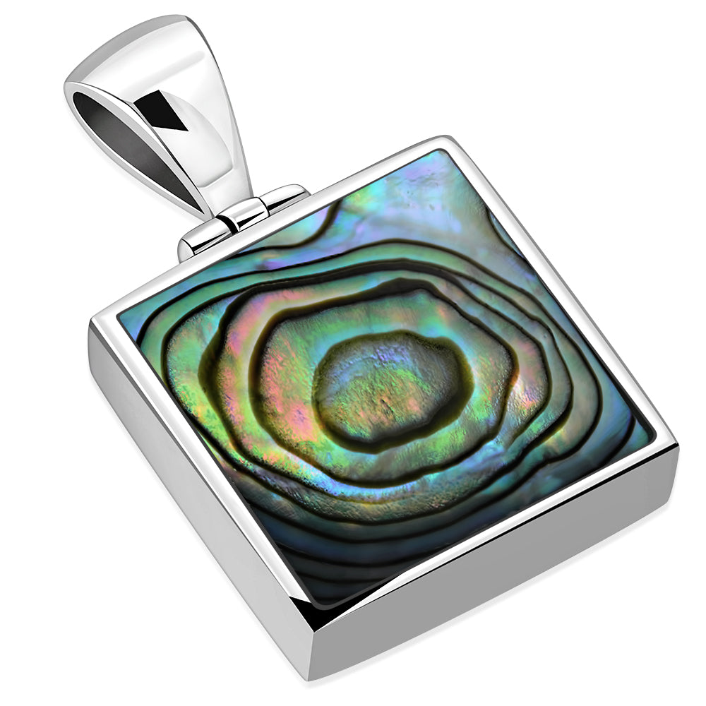 Abalone Shell Square Sterling Silver Pendant