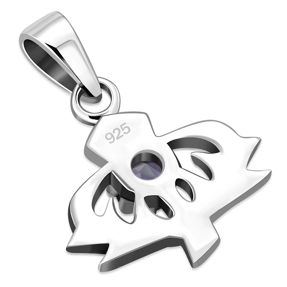 Silver Thistle Pendant set w/ Faceted Amethyst Stone