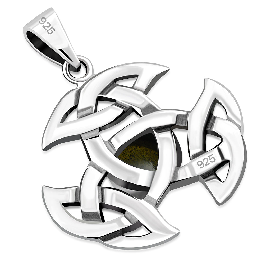 Celtic Silver Trinity Knot Pendant set w/ Labradorite