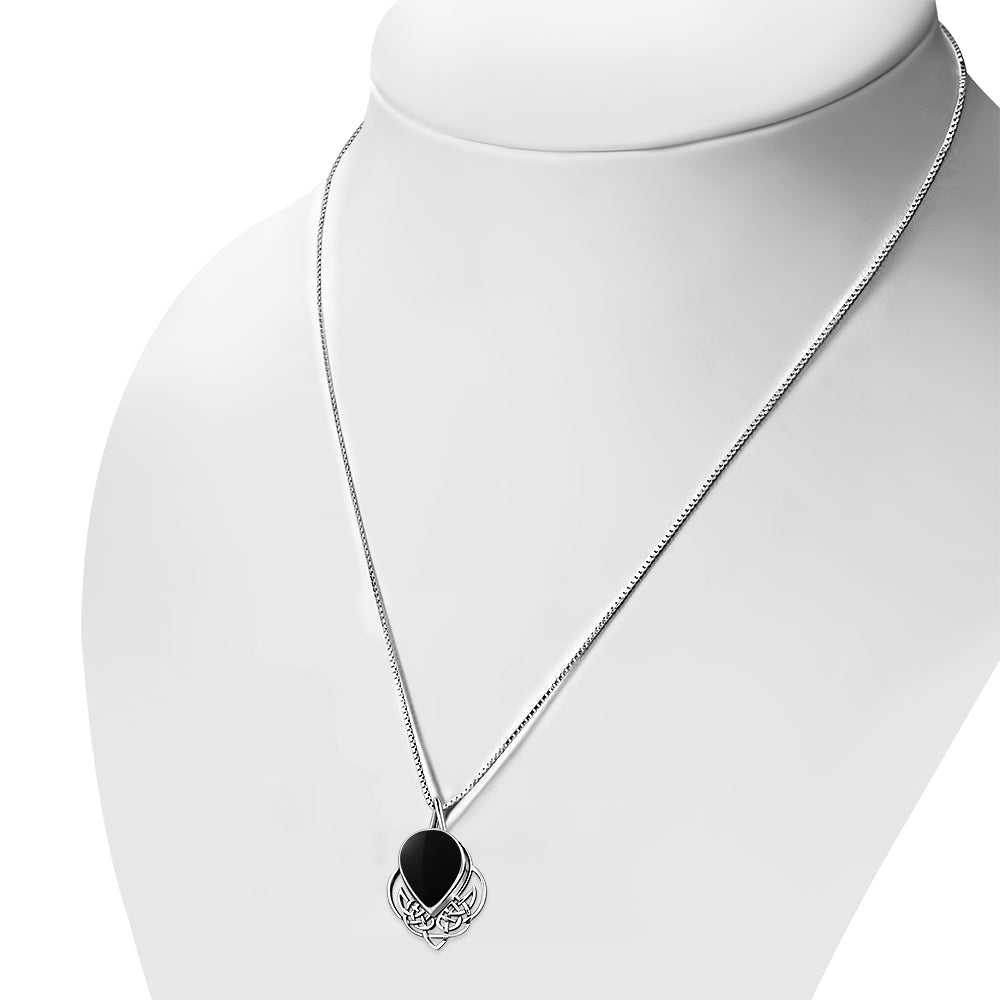 Celtic Knot Black Onyx Silver Pendant