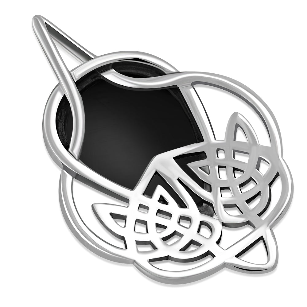 Celtic Knot Black Onyx Silver Pendant