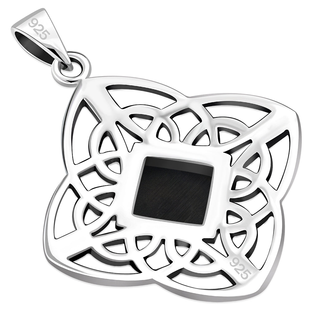 Black Onyx Celtic Sterling Silver Pendant