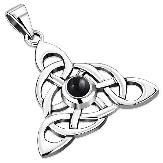 Celtic Silver Pendant set w/ Black Onyx