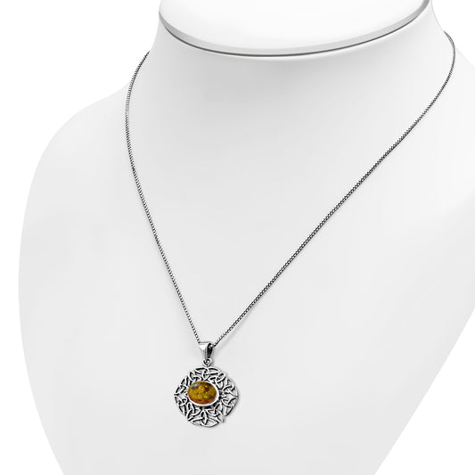 Baltic Amber Trinity Knots Silver Pendant
