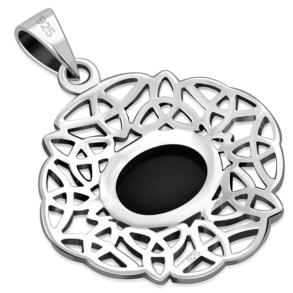Black Onyx Trinity Knots Silver Pendant