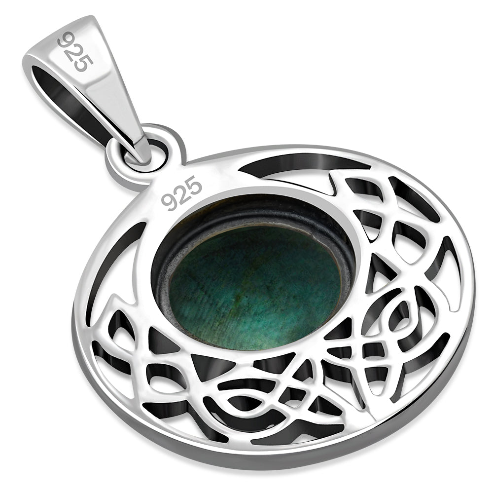 Turquoise Round Celtic Knot Silver Pendant