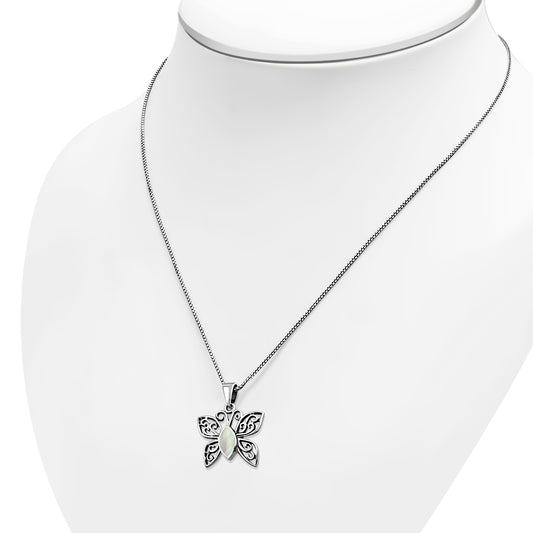 Butterfly Silver Pendant w/ Mother of Pearl