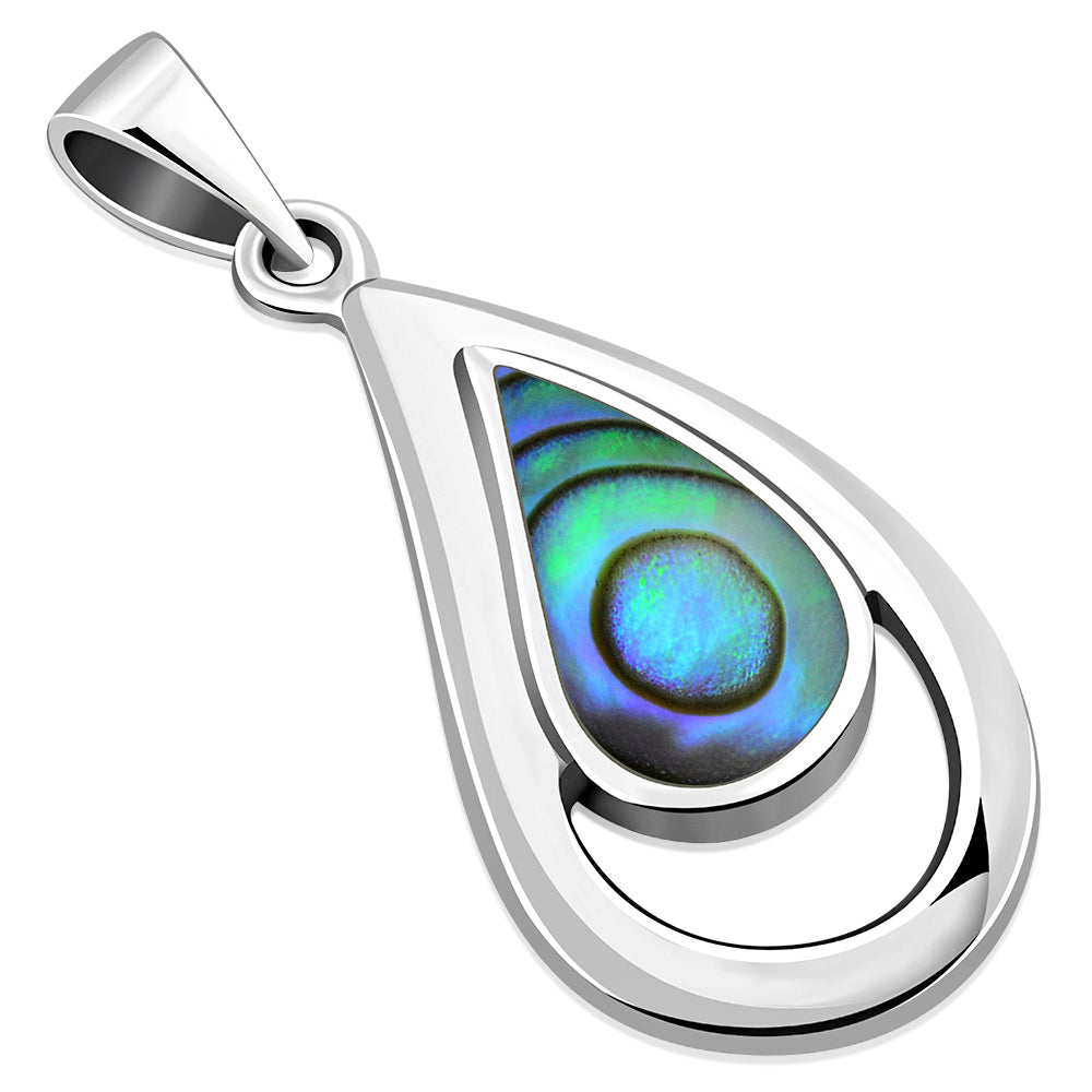 Abalone Shell Drop Silver Pendant