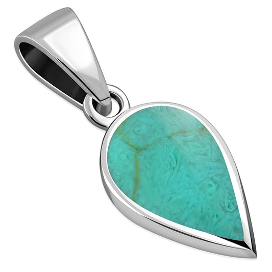 Turquoise Pear Shaped Drop Silver Pendant
