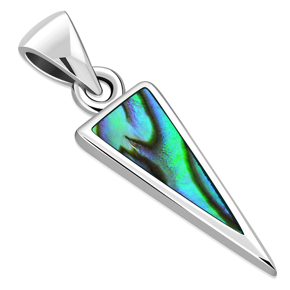 Abalone Shell Triangle Silver Pendant