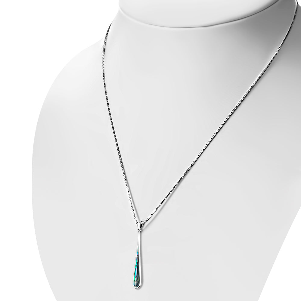 Long Abalone Shell Drop Sterling Silver Pendant