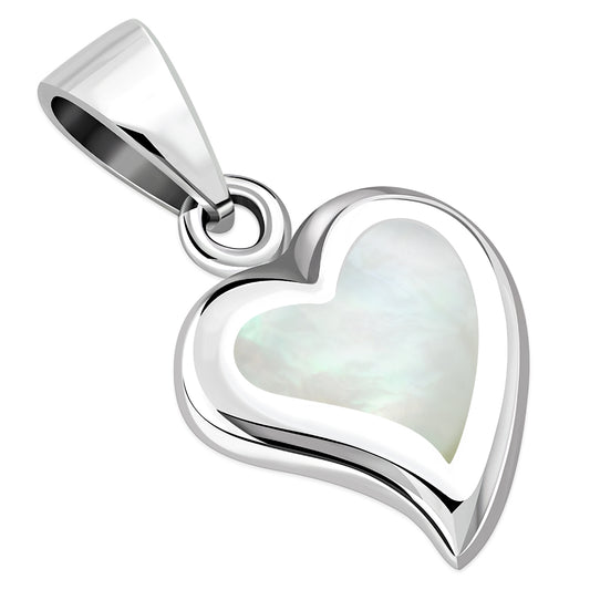 Mother of Pearl Heart Silver Pendant