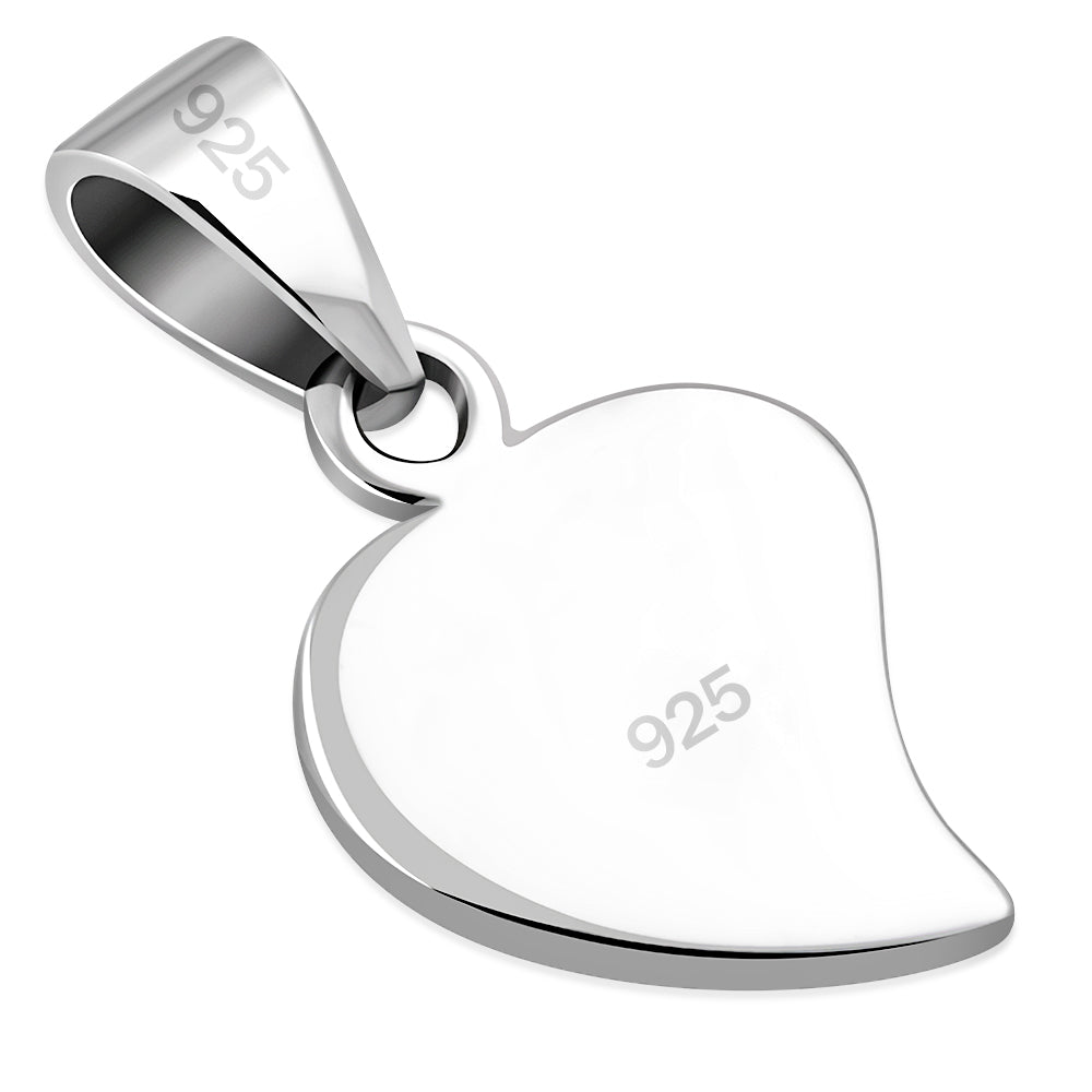 Black Onyx Heart Silver Pendant
