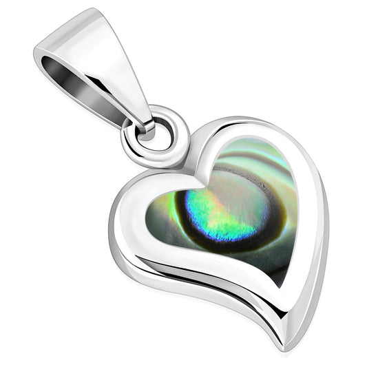 Abalone Shell Heart Silver Pendant