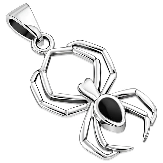 Black Onyx Spider Sterling Silver Pendant