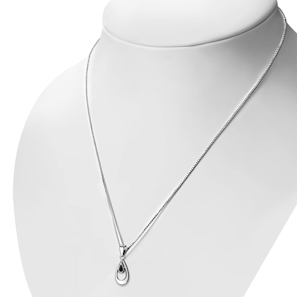 Black Onyx Drop Silver Pendant