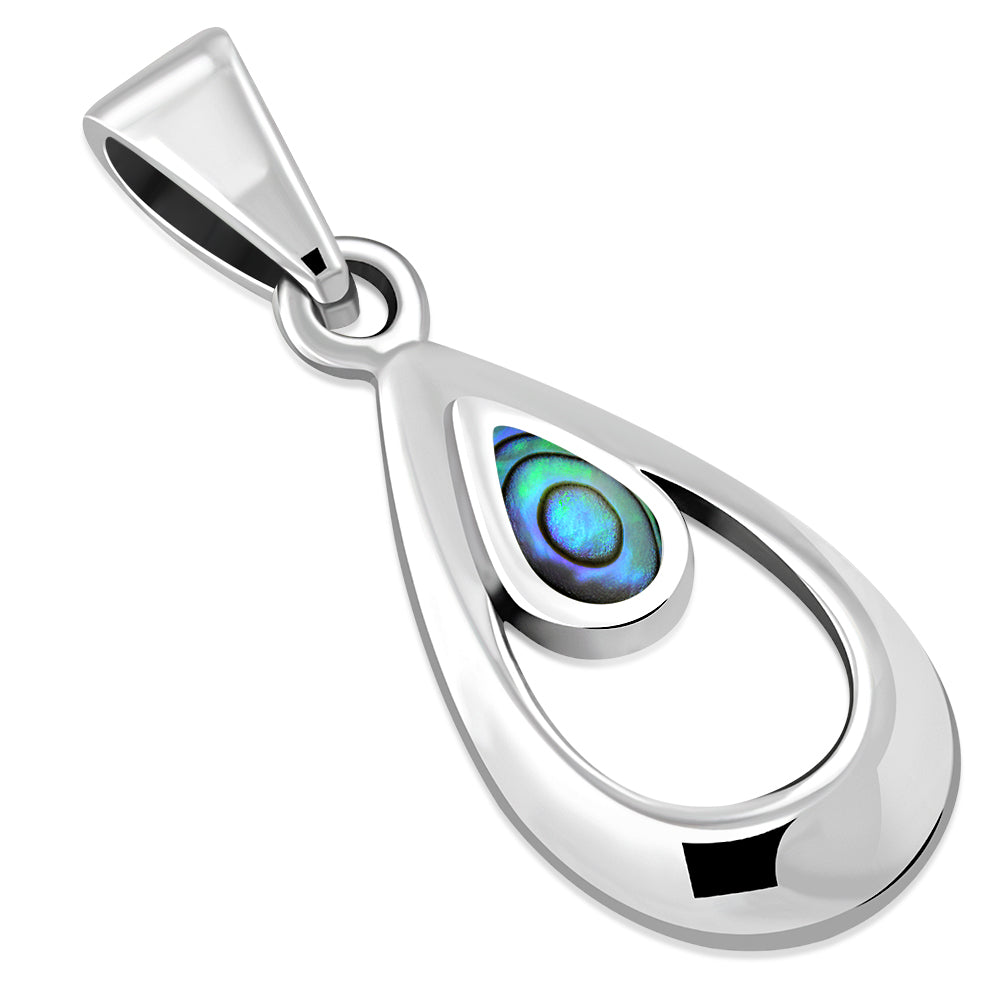 Abalone Shell Drop Silver Pendant