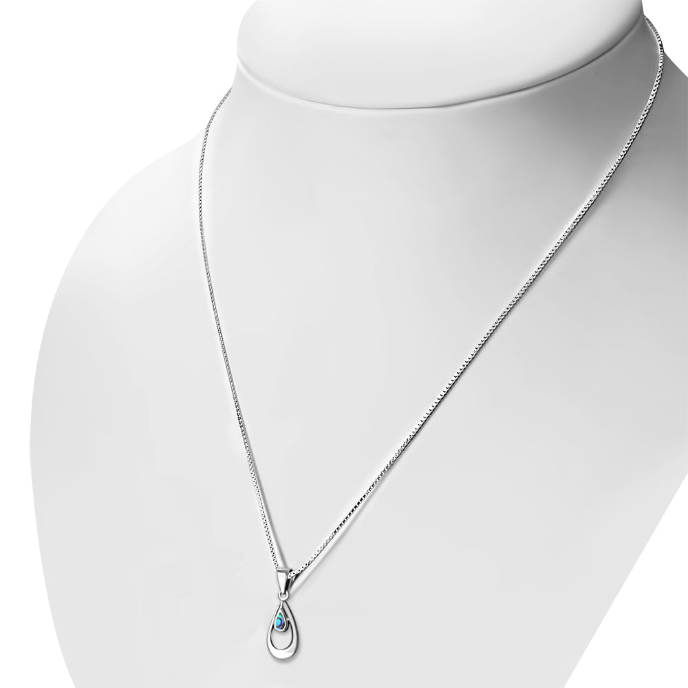 Abalone Shell Drop Silver Pendant