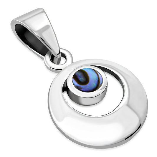 Abalone Shell Round Sterling Silver Pendant