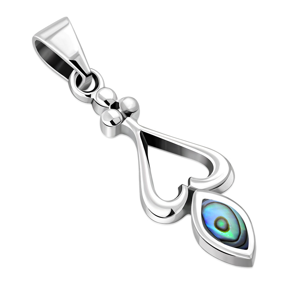 Abalone Shell Sterling Silver Heart Pendant