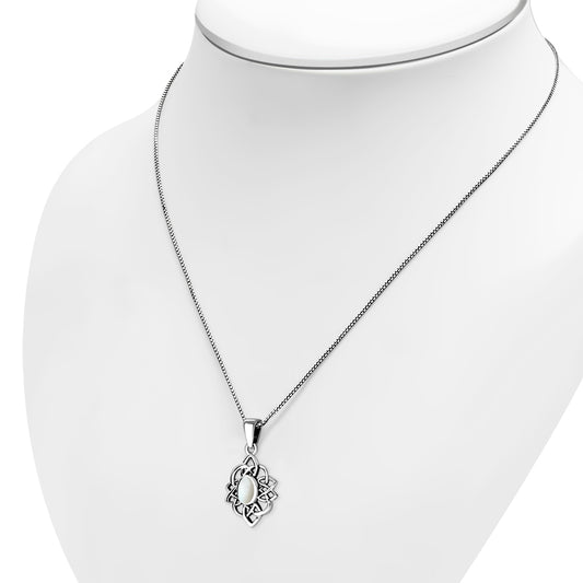 Mother of Pearl Celtic Knot Silver Pendant