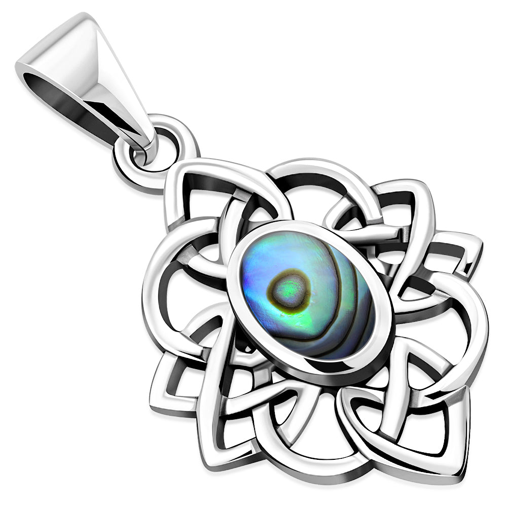 Abalone Shell Celtic Knot Silver Pendant