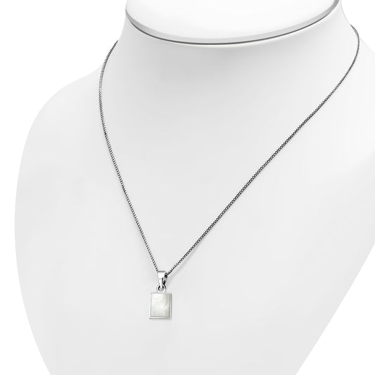 Mother of Pearl Rectangle Silver Pendant